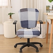 baratos Capa para Cadeira de Escritório-Capa para cadeira de escritório, capa para cadeira de mesa de computador, spandex elástico, anti-poeira, divisão universal, giratória, protetor de capa para cadeira giratória, conjunto de 2 peças,