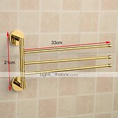 cheap Towel Bars-Wall Mounted Gold Towel Rail Towel Bar Modern Polished Brass Bathroom Towel Rack with 3 Rod Household Golden 1PC