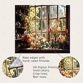 Недорогие пейзаж гобелен-цветы на окне настенный гобелен настенное искусство большой гобелен фреска декор фотография фон одеяло занавеска для дома спальня гостиная украшения