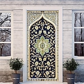 tanie Okładki drzwi-ramadan kareem meczet pokrowce na drzwi wystrój muralu drzwi gobelin zasłona drzwi dekoracja tło drzwi banner zdejmowany na frontowe drzwi kryty na zewnątrz domu dekoracja pokoju dom wystrój dostaw