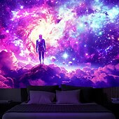 זול שטיחי קיר של Blacklight-blacklight שטיח uv זוהר תגובתי ביקום האפל הר טריפי טבע נוף תלוי שטיח קיר אמנות קיר לחדר שינה בסלון