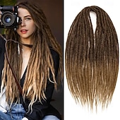 preiswerte Haare häkeln-24-Zoll-Dreadlocks-Verlängerungen, Goddess Locs, Häkelhaar für Frauen, 10 Stränge, handgefertigte Dreadlock-Häkelhaarzöpfe, synthetisch, dünn, 0,6 cm, Hippie, gerade, doppelendige Dreads