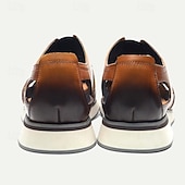 levne Prémiové kožené sandály-pánské hnědé kožené mokasíny sandály - prodyšné slip-on boty pro volný čas s kontrastní špičkou na léto