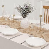 billige Bordduker-boho cheesecloth bordløper lang gasbind romantisk bordløper for bryllup, brudedusjer, babyshower, Thanksgiving, bursdager, spisestue, kommode, fars dag, lærernes dag, hjemmeinnredning