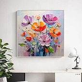 abordables Peintures fleurs/botaniques-impressionnisme abstrait couteau à palette fleurs art mural peint à la main 3d peinture florale à la main coloré 3d peintures texturées peintures décoratives modernes sans cadre