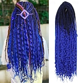 olcso Hajfonatok-24 hüvelykes, 18 szálú szintetikus kétvégű raszta hosszabbítók 3 az 1-ben vegyes göndör végű hippi stílusú boho wavy de dreads fonat raszta hosszabbítókban