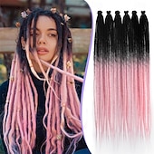 abordables Crocheter les cheveux-Extensions de dreadlocks de 24 pouces 20 brins hippie à extrémité unique dreads 0,6 cm de largeur extensions loc style reggae cheveux au crochet synthétiques pour femmes et hommes