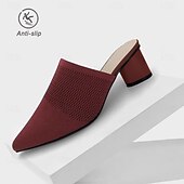 levne Dámské boty pro volný čas-Dámské Podpatky Sandály Pantofle Větší velikosti Boty Flyknit Venkovní Práce Denní Proužky Kačenka Palec do špičky Klasické Na běžné nošení Pohodlné Chůze Úplet Povaleč Černá Červená Modrá