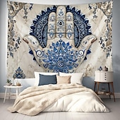 ieftine Tapiserii de vacanță-Epocă hamsa agățată de mână tapiserie eid ramadan artă de perete tapiserie mare decor mural fotografie fundal pătură perdea acasă dormitor living decor