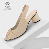 ieftine Pantofi casual dama-Pentru femei Tocuri Mărime Plus Size Pantofi Flyknit Nuntă În aer liber Birou Dungi Cataramă Blocați călcâiul Vârf ascuțit Modă Clasic Confortabili Plimbare Croșet Loafer Migdală Negru Galben