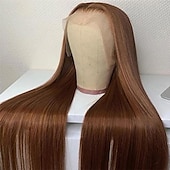 economico Parrucche lace 360-parrucca frontale 360 di capelli umani remy parte libera 4# capelli lisci castani trasparenti parrucche di capelli umani in pizzo frontale