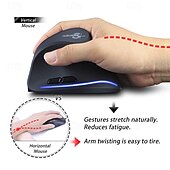 cheap Mice-ZELOTES F-35 Wireless 2.4GHz Rechargeable Vertical Mice 6 Buttons 2400 DPI Adjustable Ergonomic Optical Gaming Computer Mouse
