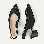 ieftine Pantofi casual dama-Pentru femei Tocuri Mărime Plus Size Pantofi Flyknit Nuntă În aer liber Birou Dungi Cataramă Blocați călcâiul Vârf ascuțit Modă Clasic Confortabili Plimbare Croșet Loafer Migdală Negru Galben