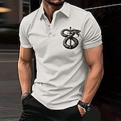 voordelige Polo met dierenprint voor heren-Voor heren Slang Poloshirts Golfshirt Korte mouw Poloshirt Overhemden met kraag Casual Grappig Streetwear Vakantiekleding Feestoutfits Knop 3D-afdrukken Zomer Lente Herfst Zwart Wit Khaki