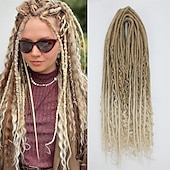 olcso Hajfonatok-24 hüvelykes, 18 szálú szintetikus kétvégű raszta hosszabbítók 3 az 1-ben vegyes göndör végű hippi stílusú boho wavy de dreads fonat raszta hosszabbítókban