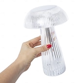 abordables Lámparas de mesa-Lámpara de medusas creativa moderna, lámpara de mesa recargable de cristal, luces nocturnas, atenuador táctil de hongo, lámpara rgb, 16 colores para la decoración de la mesita de noche del hogar,