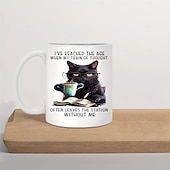 cheap Mugs &amp; Cups-1pc Cat And Book Coffee Mug Ceramic Coffee Cups I've Reached The Age Water Cups Summer Winter Drinkware Birthday Gifts Holiday Gifts Thanksgiving Gifts Christmas Gifts