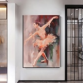 voordelige Schilderijen van mensen-abstract danser olieverfschilderij handgeschilderde kunst aan de grote muur wit ballet schilderij boho muur decor aangepaste schilderij mooi meisje schilderij op canvas voor woonkamer slaapkamer