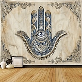 ieftine Tapiserii de vacanță-Epocă hamsa agățată de mână tapiserie eid ramadan artă de perete tapiserie mare decor mural fotografie fundal pătură perdea acasă dormitor living decor