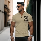 voordelige Polo met dierenprint voor heren-Voor heren Slang Poloshirts Golfshirt Korte mouw Poloshirt Overhemden met kraag Casual Grappig Streetwear Vakantiekleding Feestoutfits Knop 3D-afdrukken Zomer Lente Herfst Zwart Wit Khaki