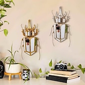preiswerte Wandskulpturen-Einhornkäfer Spiegel Design Wanddekoration Gold Wanddekoration Käfer Glas verspiegelt handgefertigt 3