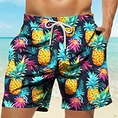 cheap Food &amp; Drinks-Men&#039;s Pineapple Swim Trunks Swim Shorts Board Shorts Mid Waist Vacation Hawaiian Holiday Vacation Holiday Beach Drawstring with Mesh lining Elastic Waist Designer Clothing Apparel