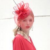 Недорогие Фасцинаторы-Hats Tulle Sinamay Saucer Hat Top Hat Wedding Cocktail Elegant Wedding With Feather Headpiece Headwear