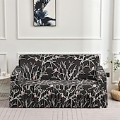 billiga Sofföverdrag-blommigt tryckt sofföverdrag stretch överdrag med kjol, mjukt slitstarkt sofföverdrag 1 st spandex tyg tvättbart möbelskydd passar fåtölj sits/lovesat/soffa/xl soffa/l form soffa