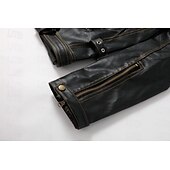 preiswerte Kunstlederjacke-Herren Kunstlederjacke Bikerjacke Vintage Lederjacke Straße Motorrad Thermowarm Tasche Frühling &amp; Herbst Einfarbig Streetwear Lässig Umlegekragen Regulär Kunstleder Schwarz Braun Jacken