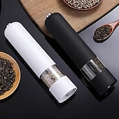 baratos Eletrodomésticos de Cozinha-Moedor elétrico de sal e pimenta em aço inoxidável Moinho automático de especiarias para ervas com gravidade Moedor automático de pimenta Moedor de sal elétrico alimentado por bateria com aspereza