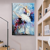 voordelige Schilderijen van mensen-abstract danser olieverfschilderij handgeschilderde kunst aan de grote muur wit ballet schilderij boho muur decor aangepaste schilderij mooi meisje schilderij op canvas voor woonkamer slaapkamer