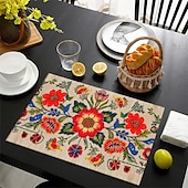cheap Placemats &amp; Coasters &amp; Trivets-1PC Ethnic Pattern Placemat Table Mat 12x18 Inch Table Mats for Party Kitchen Dining Decoration