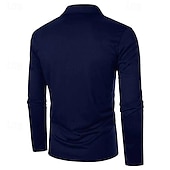 preiswerte Klassisches Poloshirt für Herren-Herren Poloshirt Golfhemd Arbeit Casual Kargen Langarm Basic Modern Plaid Farbblock Patchwork Taste Frühling &amp; Herbst Regular Fit Schwarz Weiß Marineblau Grau Poloshirt