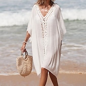 abordables Robes de plage-Robe de plage pour femmes avec découpe vêtements de vacances sans manches couleur noire blanche bleue