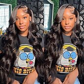 economico Parrucche lace front capelli veri-parrucche piene del merletto frontale dell&#039;onda del corpo capelli umani 180 densità hd parrucche trasparenti dell&#039;onda del corpo pre pizzicate con i capelli del bambino parrucche brasiliane anteriori