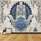 ieftine Tapiserii de vacanță-Epocă hamsa agățată de mână tapiserie eid ramadan artă de perete tapiserie mare decor mural fotografie fundal pătură perdea acasă dormitor living decor