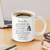 cheap Mugs &amp; Cups-1pc Birthday Gift Mug For Son 11oz Ceramic Coffee Mug To My Son Love Mom Touching Quote Great Xmas Gift Graduation Present For Him Christmas Mother Son Gift