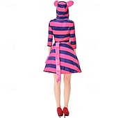 olcso Női jelmezek-Alice in Wonderland Tündérmese A Cheshire Cat Ruhák Kesztyűk Szerepjáték Filmsztár jelmez for Női Felnőttek Álarcos mulatság Hétköznapi