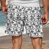 cheap Animals &amp; Birds-Men&#039;s Dragon Swim Shorts Board Shorts Swimming Trunks Mid Waist Punk &amp; Gothic Vacation Party Holiday Drawstring with Mesh lining Elastic Waist Designer Clothing Apparel