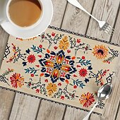 cheap Placemats &amp; Coasters &amp; Trivets-1PC Ethnic Pattern Placemat Table Mat 12x18 Inch Table Mats for Party Kitchen Dining Decoration
