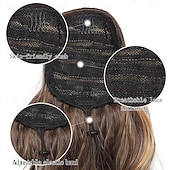 abordables Queue-de-cheval-extension de cheveux de queue de cheval avec cordon 16 pouces synthétiques courtes bouclés ondulés fausses extensions de queue de cheval clip doux naturel en postiches de queue de cheval pour les