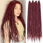 abordables Crocheter les cheveux-extensions dreadlock 24 pouces synthétique hippie simple extrémité dreads 15 brins ombre brun 0,6 cm largeur extensions loc style reggae crochet cheveux pour femmes