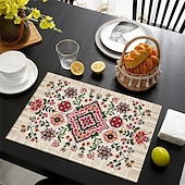 cheap Placemats &amp; Coasters &amp; Trivets-1PC Ethnic Pattern Placemat Table Mat 12x18 Inch Table Mats for Party Kitchen Dining Decoration