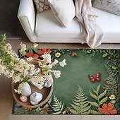 tanie Dywany obszarowe-zielony motyl roślin dywanik mata kuchenna antypoślizgowa olejoodporna mata podłogowa dywanik do salonu kryty mata na zewnątrz wystrój sypialni łazienka mata dywanik wejściowy wycieraczka do drzwi
