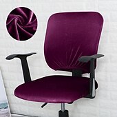 abordables Housse de fauteuil de bureau-Housse de chaise de bureau en velours, housse de chaise de bureau d&#039;ordinateur, élasthanne extensible, anti-poussière, universelle, rotative, pivotante, housse de protection, ensemble de 2 pièces,