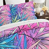 abordables Juegos de funda nórdica-Juego de funda nórdica con patrón de plantas tropicales, juego de cama de algodón de lujo suave de 3 piezas, regalo de decoración para el hogar, funda nórdica tamaño king queen doble