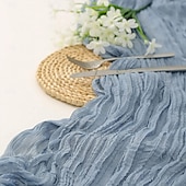 billige Bordduker-boho cheesecloth bordløper lang gasbind romantisk bordløper for bryllup, brudedusjer, babyshower, Thanksgiving, bursdager, spisestue, kommode, fars dag, lærernes dag, hjemmeinnredning