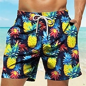 cheap Food &amp; Drinks-Men&#039;s Pineapple Swim Trunks Swim Shorts Board Shorts Mid Waist Vacation Hawaiian Holiday Vacation Holiday Beach Drawstring with Mesh lining Elastic Waist Designer Clothing Apparel