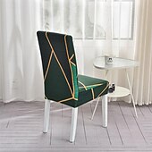 economico Fodera per sedia da pranzo-set da 4/6 pezzi per sedia da pranzo in spandex elasticizzato, fodera protettiva per sedia elasticizzata con motivo geometrico fodera per sedile con fascia elastica per sala da pranzo, matrimonio,