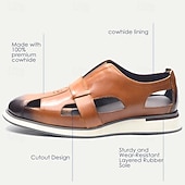 levne Prémiové kožené sandály-pánské hnědé kožené mokasíny sandály - prodyšné slip-on boty pro volný čas s kontrastní špičkou na léto